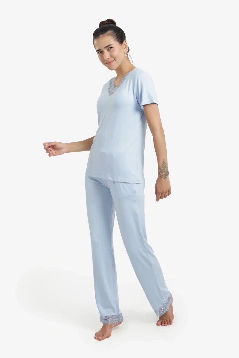 Carina Pyjama Set with Lace Edges - Image 2